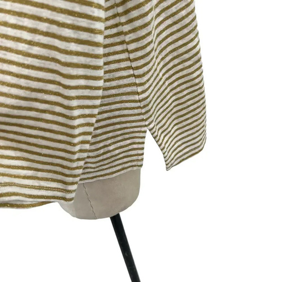 Boden Ottilie Linen Jersey Top Gold Ivory Stripe Size US 14 - Picture 7 of 12